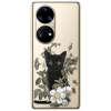 Husa Huawei P50, Silicon Premium, Black Kitty